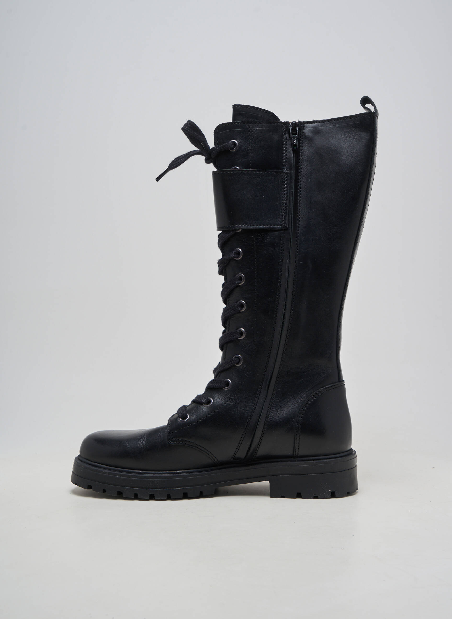 Bottes matière lisse talon plat jusqu'à 3cm noir BELLAMY femme