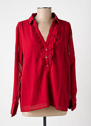 Blouse poignets boutonnés avec fente manches longues rouge LA FIANCÉE femme