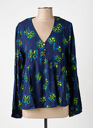 Blouse imprimé fantaisie manches longues bleu LA FIANCÉE femme