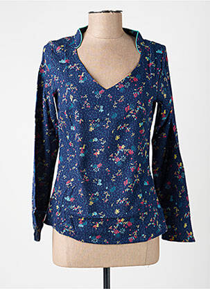 Blouse imprimé fleurs manches longues bleu LA FIANCEE DU MEKONG femme