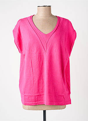 Pull col v manches courtes rose LA FIANCÉE femme