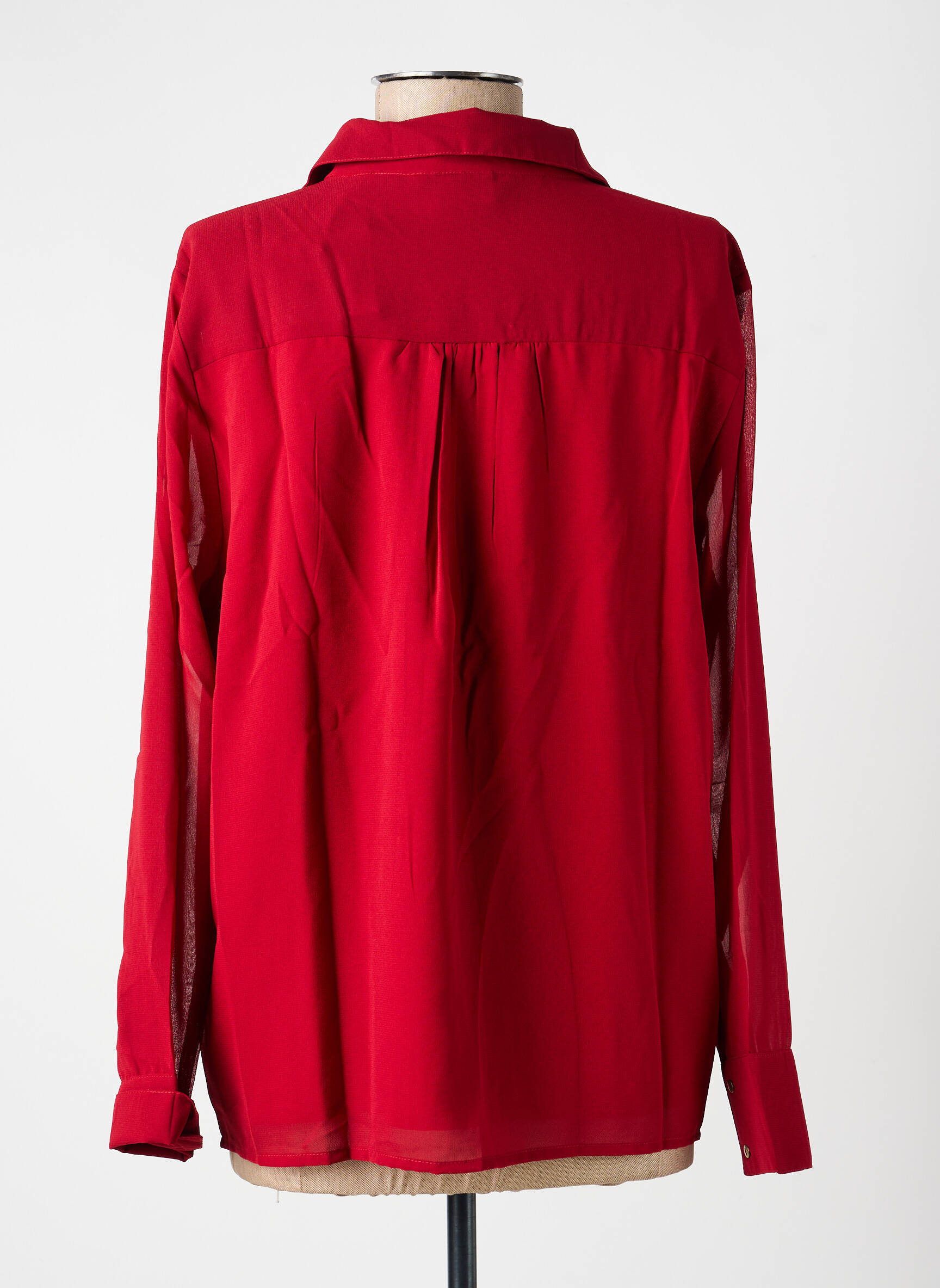 Blouse poignets boutonnés avec fente manches longues rouge LA FIANCÉE femme