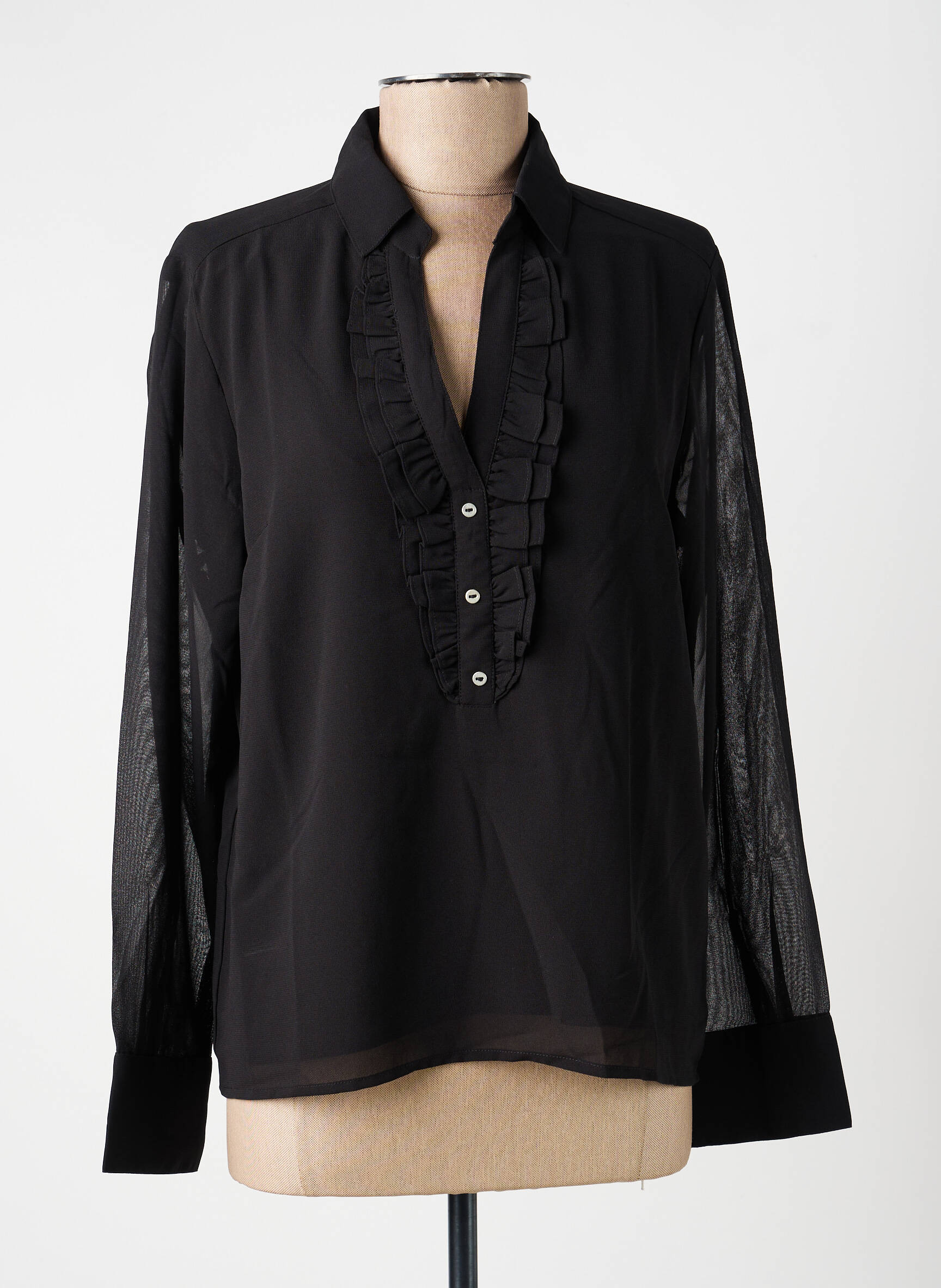 Blouse poignets boutonnés avec fente manches longues noir LA FIANCÉE femme
