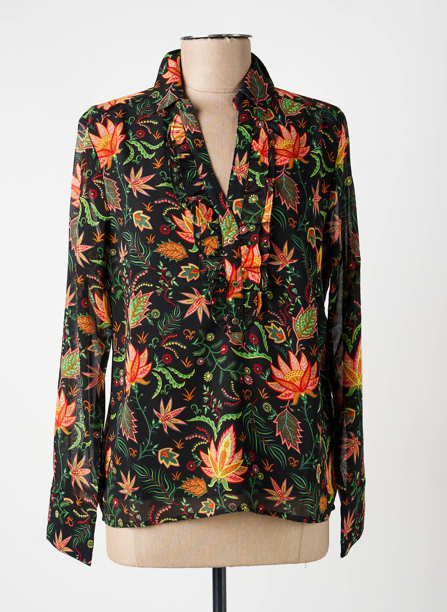 Blouse légère et transparente manches longues vert LA FIANCÉE femme
