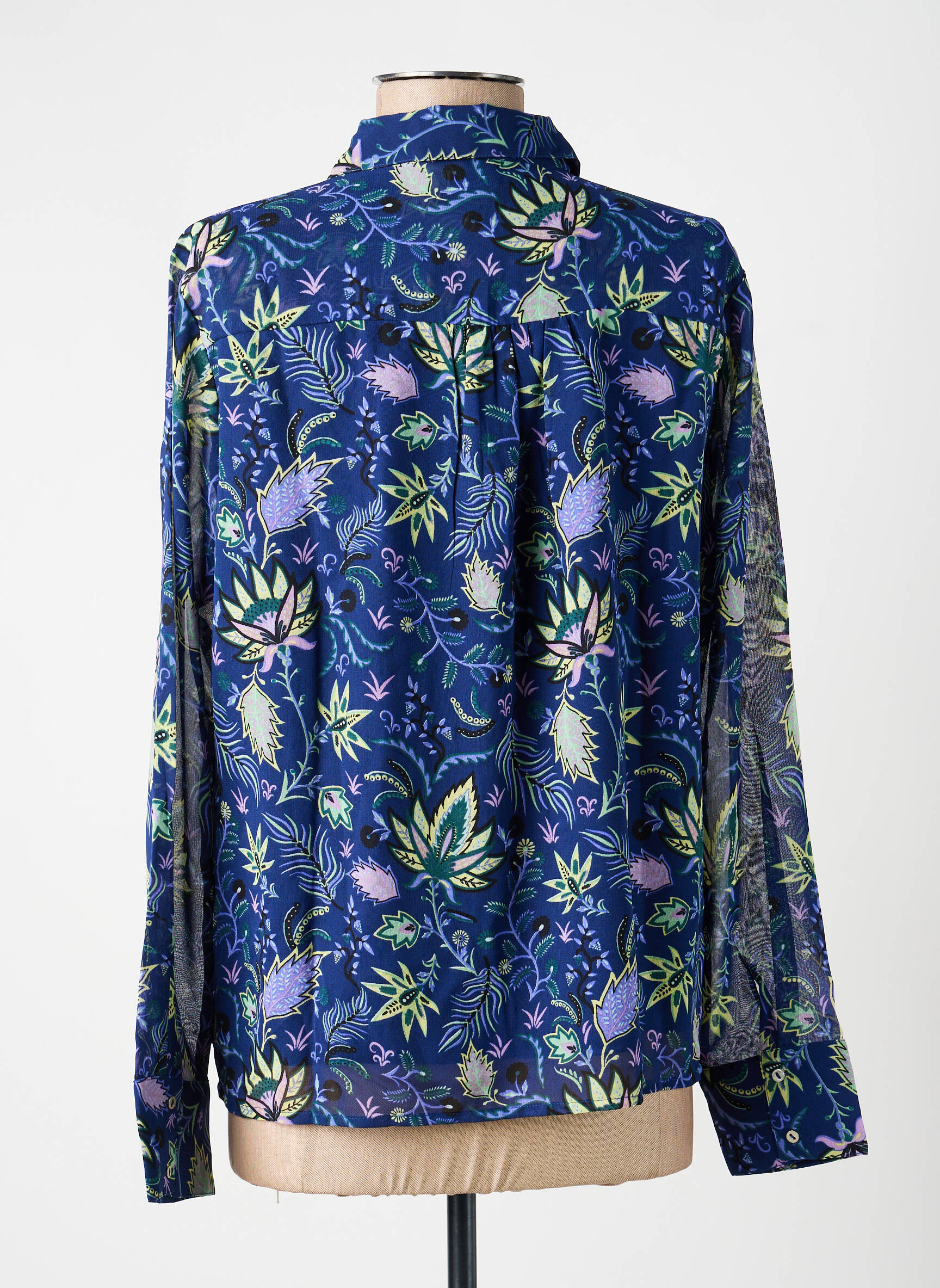 Blouse légère et transparente manches longues bleu LA FIANCÉE femme
