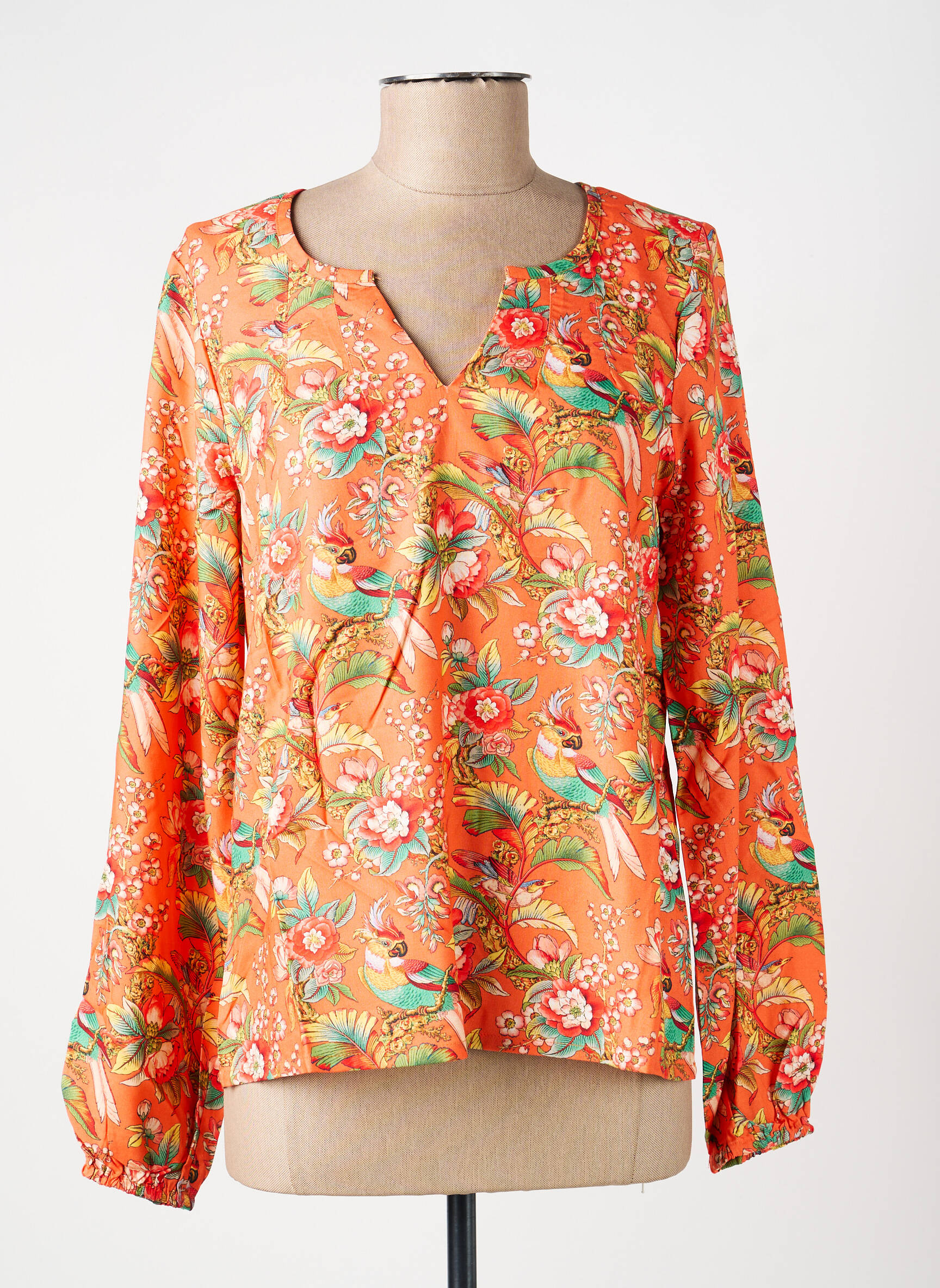 Blouse imprimé fantaisie manches longues orange LA FIANCÉE femme