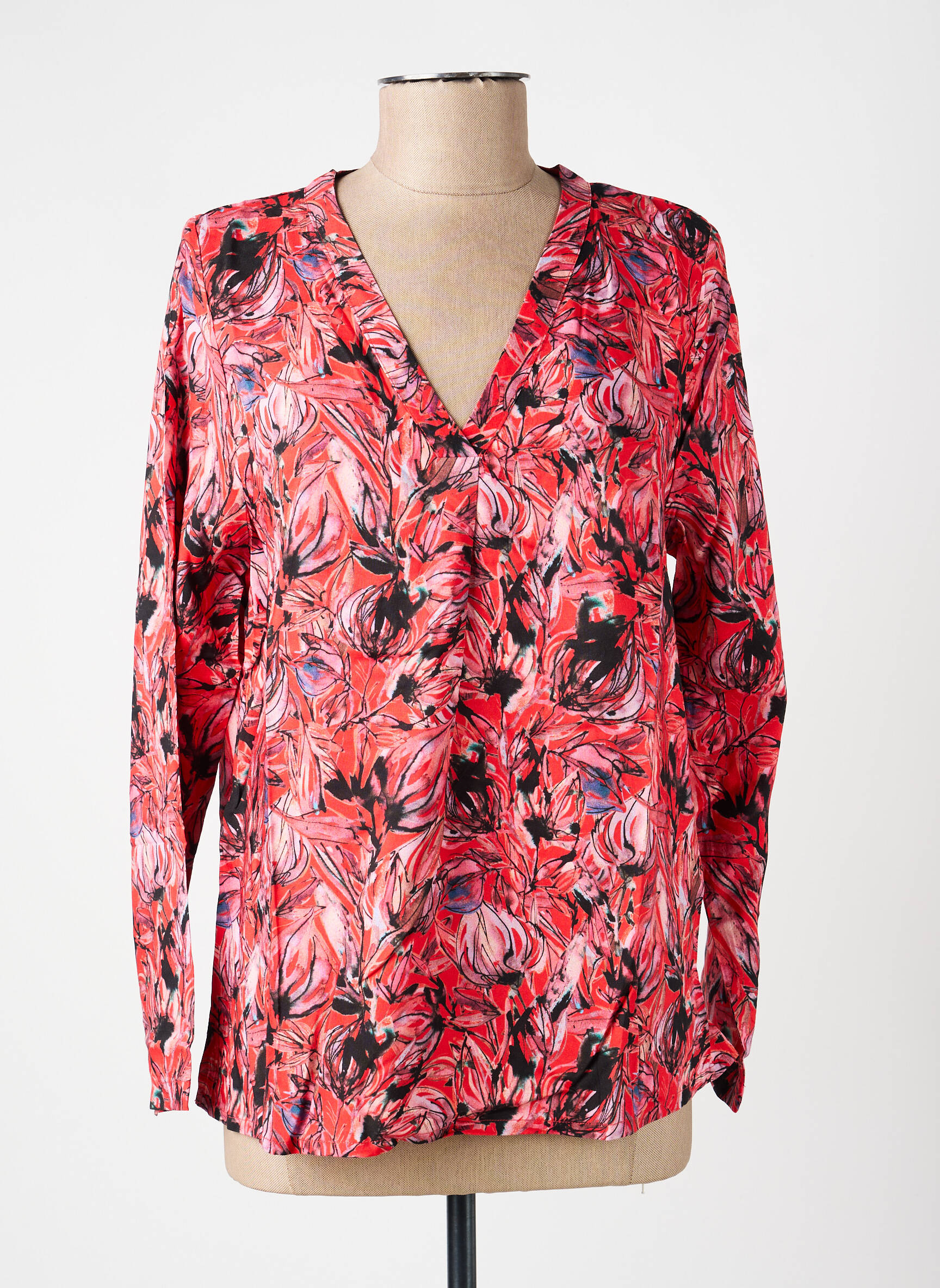 Blouse imprimé fantaisie manches longues rouge LA FIANCÉE femme