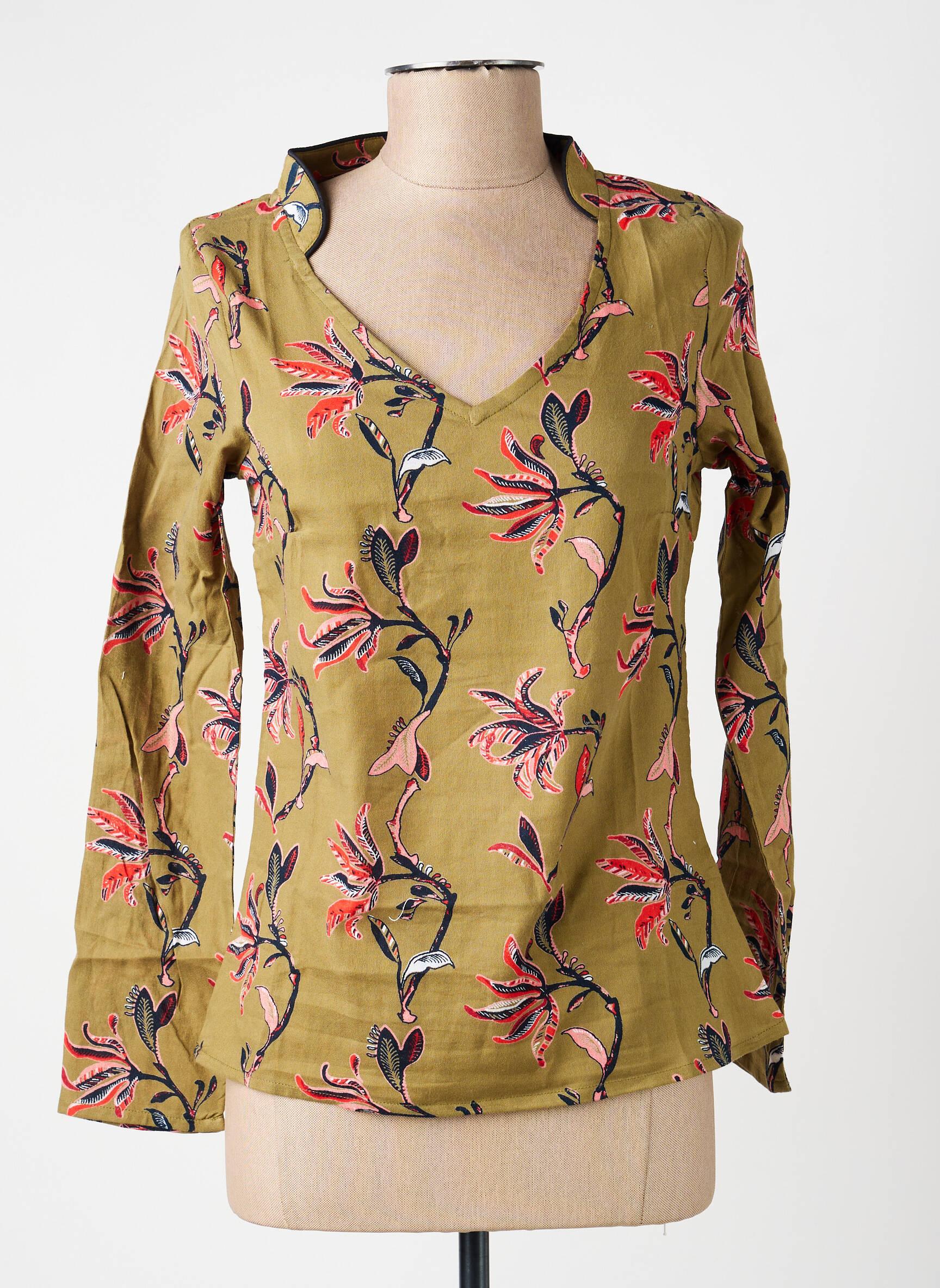 Blouse imprimé fantaisie manches longues vert LA FIANCEE DU MEKONG femme