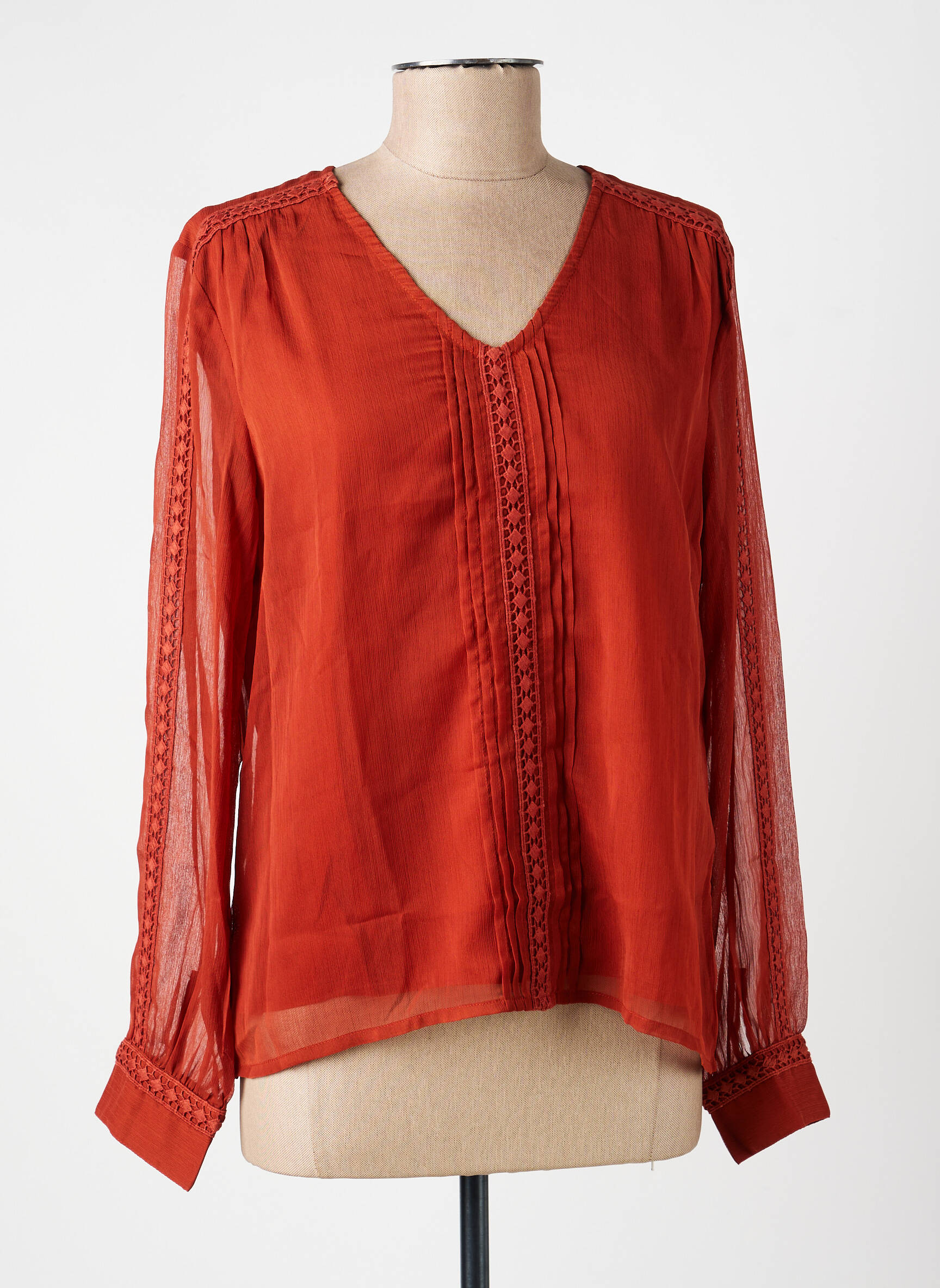 Blouse légère et transparente manches longues marron LA FIANCÉE femme