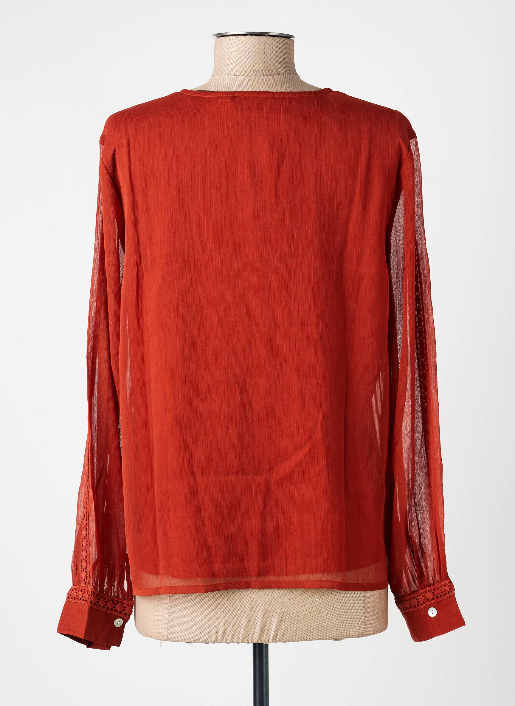 Blouse légère et transparente manches longues marron LA FIANCÉE femme