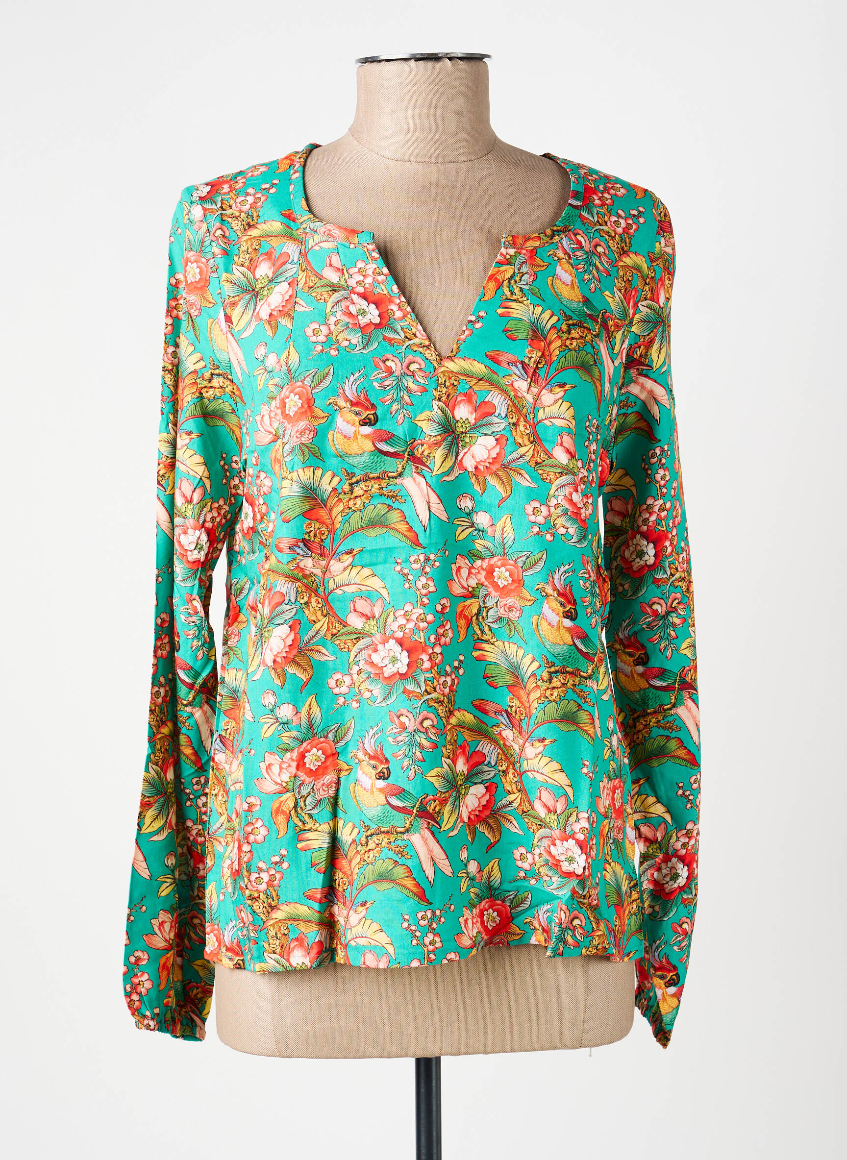 Blouse imprimé fantaisie manches longues vert LA FIANCÉE femme