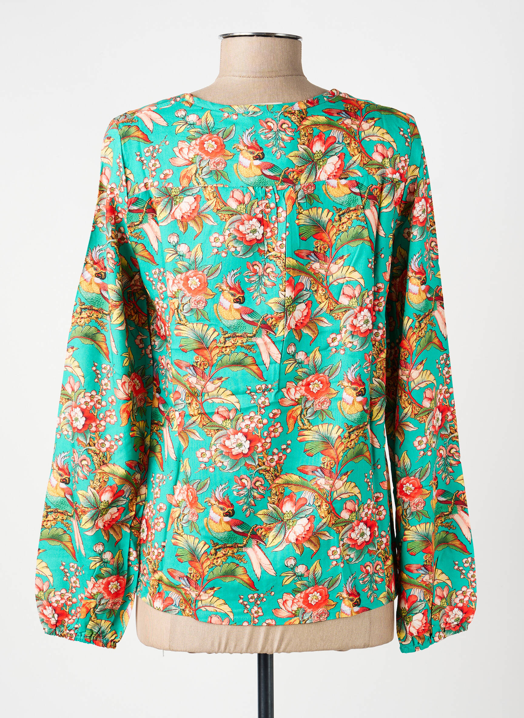 Blouse imprimé fantaisie manches longues vert LA FIANCÉE femme