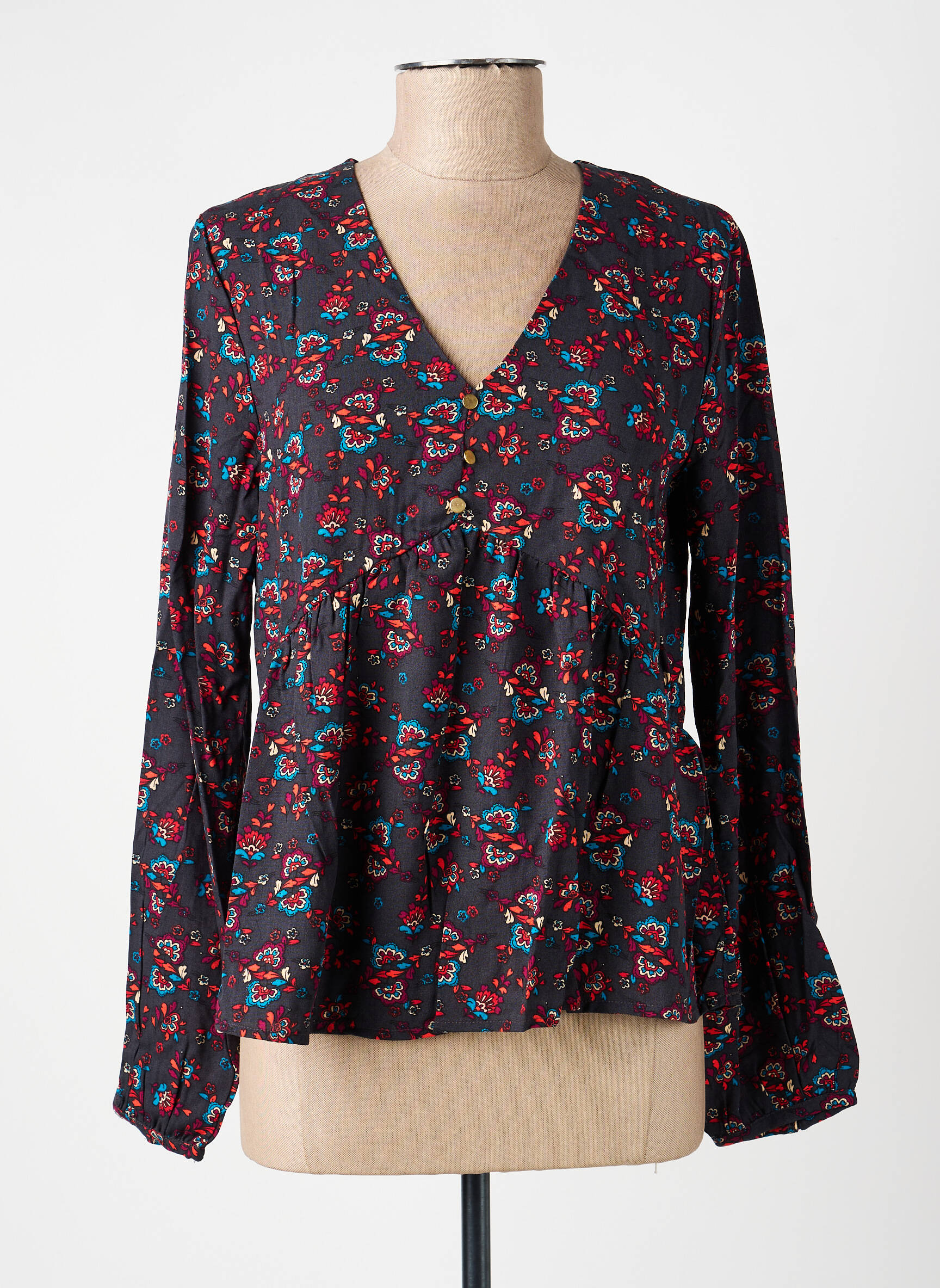 Blouse imprimé fantaisie manches longues gris LA FIANCÉE femme