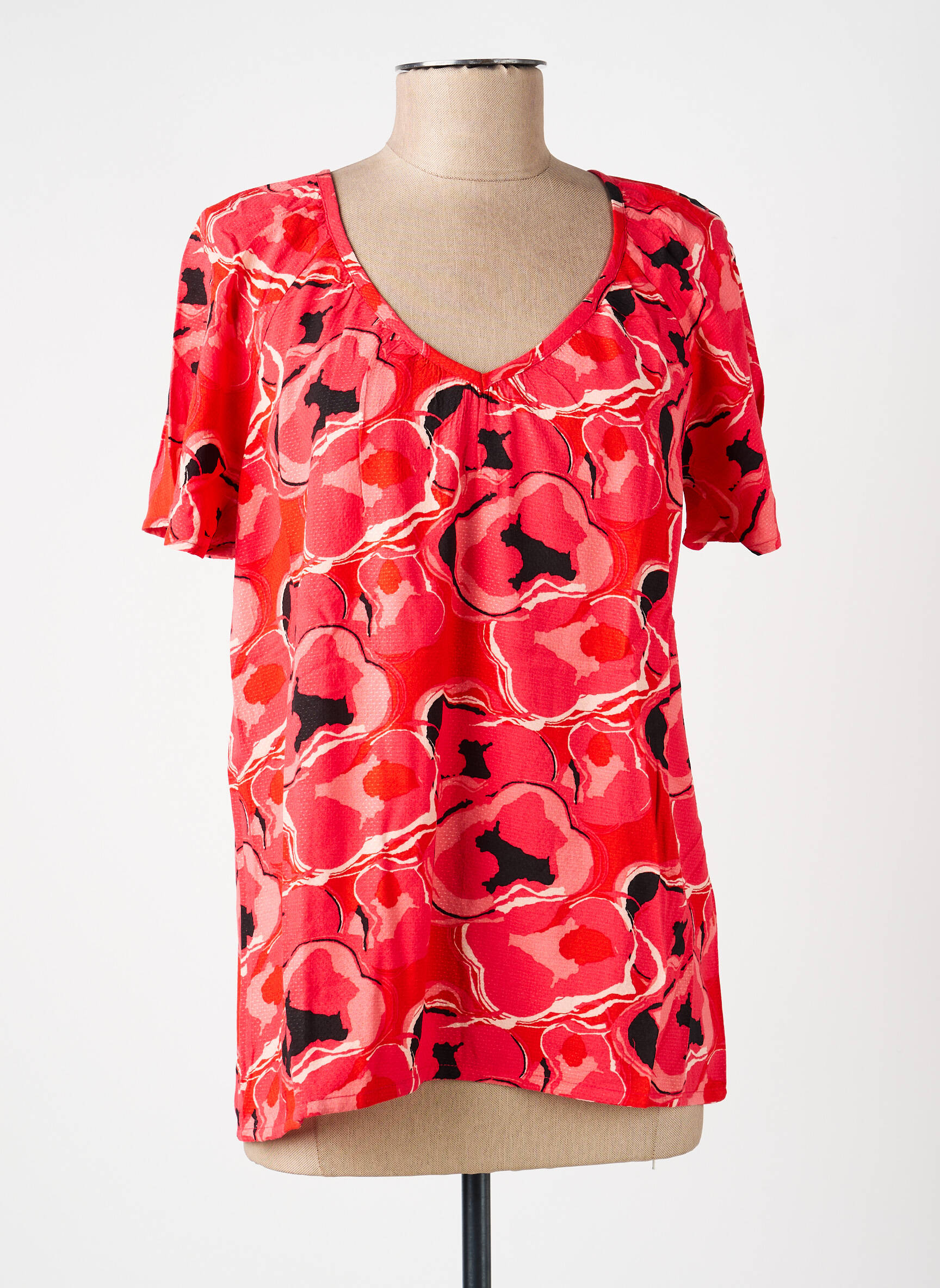 T-shirt imprimé fantaisie manches courtes rouge LA FIANCÉE femme