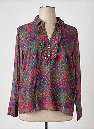 Blouse imprimé fantaisie manches longues bleu LA FIANCEE DU MEKONG femme