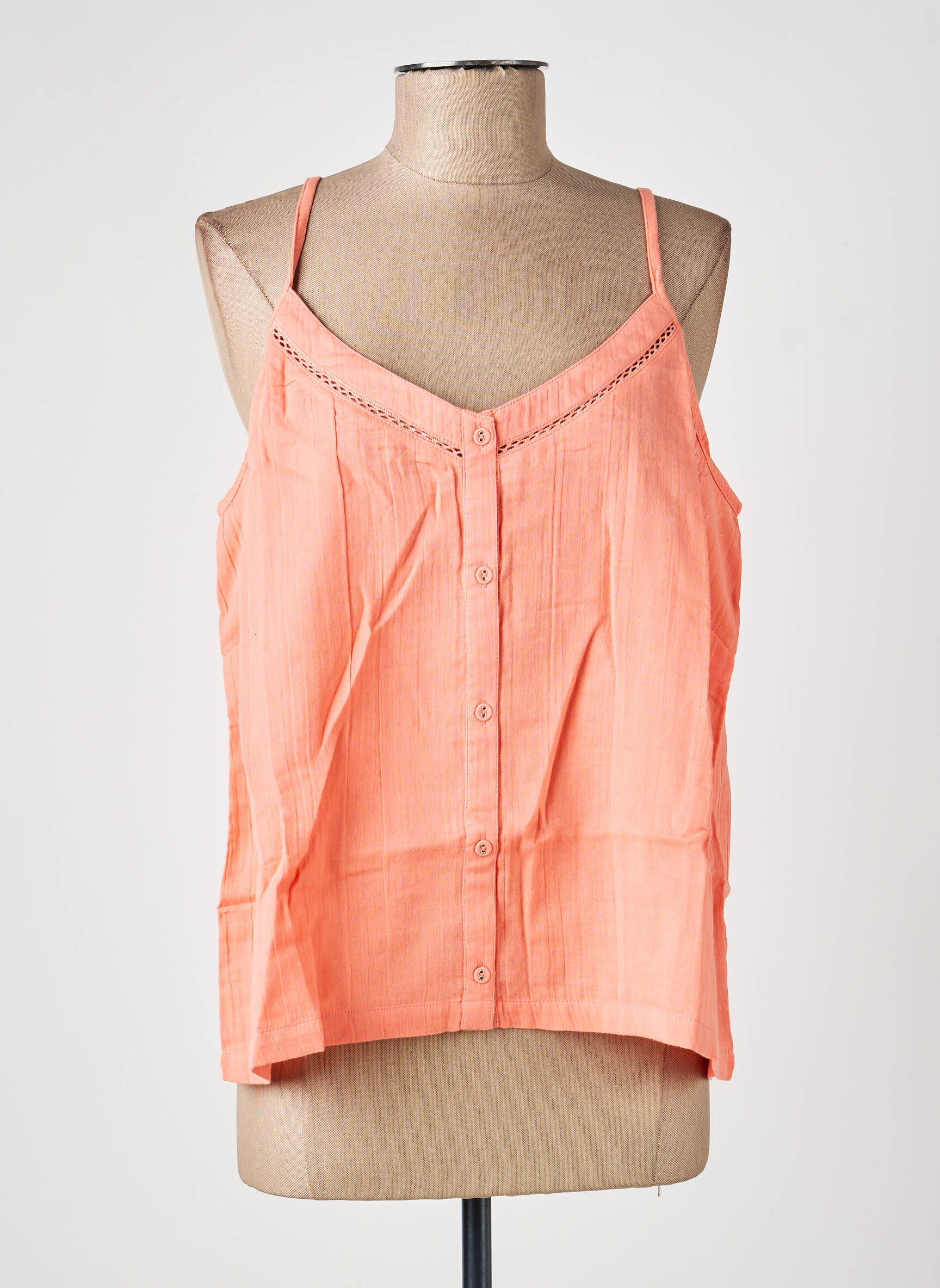 Top col v fines bretelles orange LA FIANCÉE femme