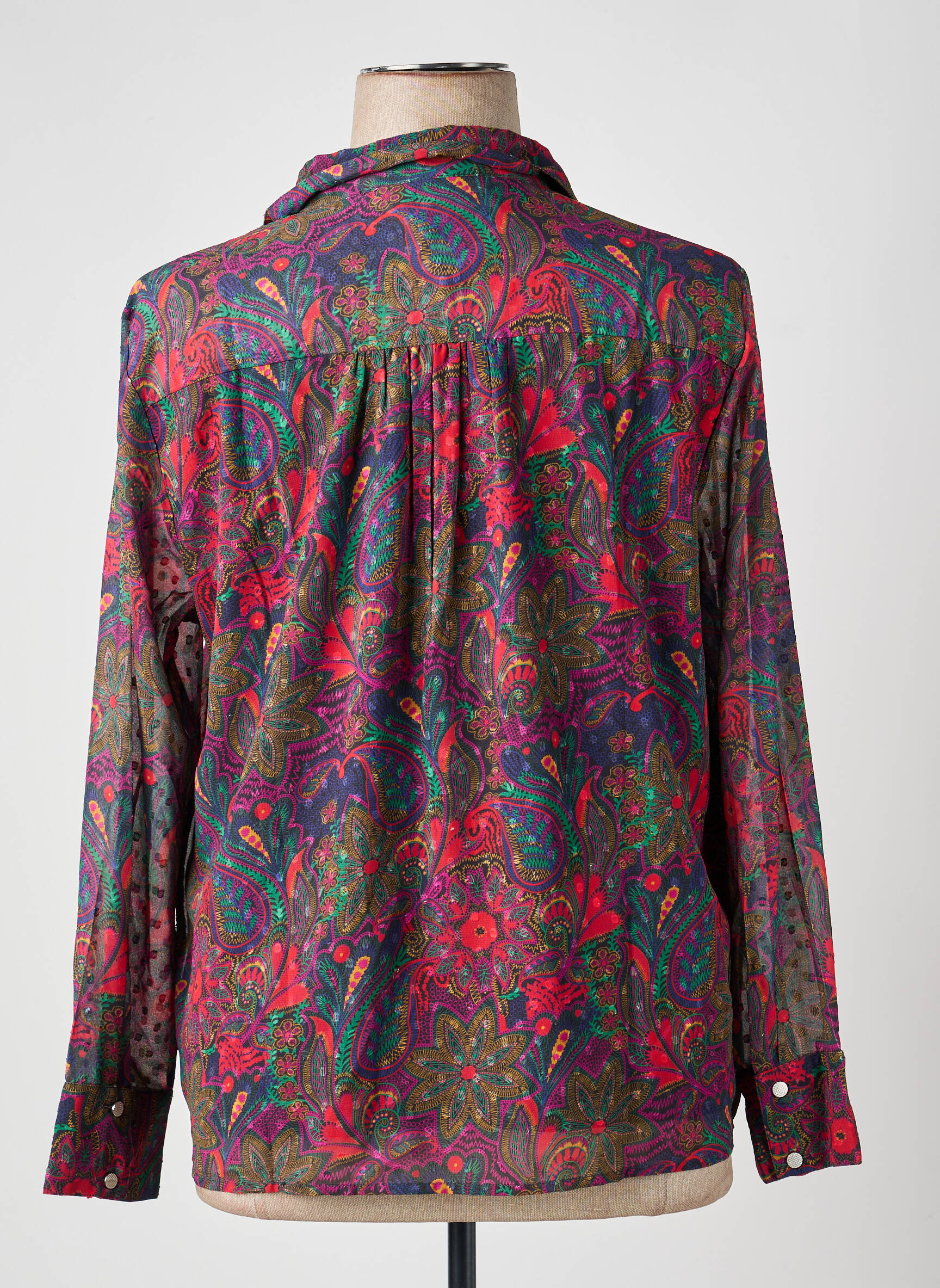Blouse imprimé fantaisie manches longues bleu LA FIANCEE DU MEKONG femme
