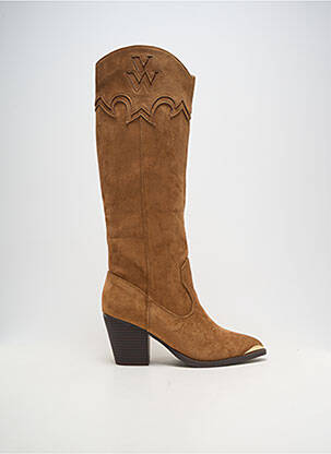 Bottes cubain talon de 7 à 9cm marron VANESSA WU femme