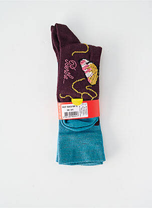 Chaussettes imprimé fantaisie bleu BERTHE AUX GRANDS PIEDS femme