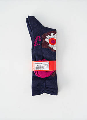 Chaussettes imprimé fantaisie bleu BERTHE AUX GRANDS PIEDS femme