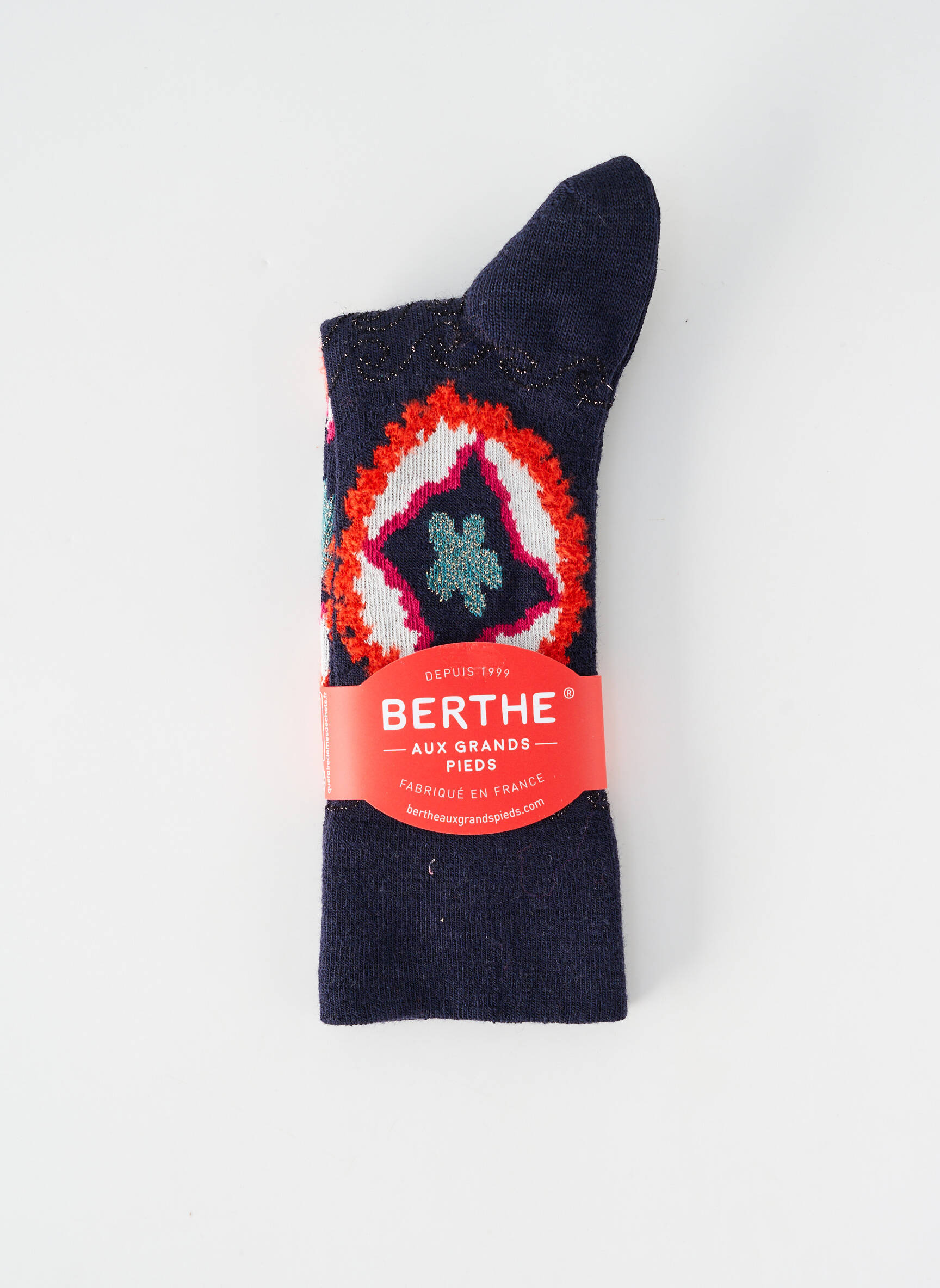 Chaussettes imprimé fantaisie bleu BERTHE AUX GRANDS PIEDS femme