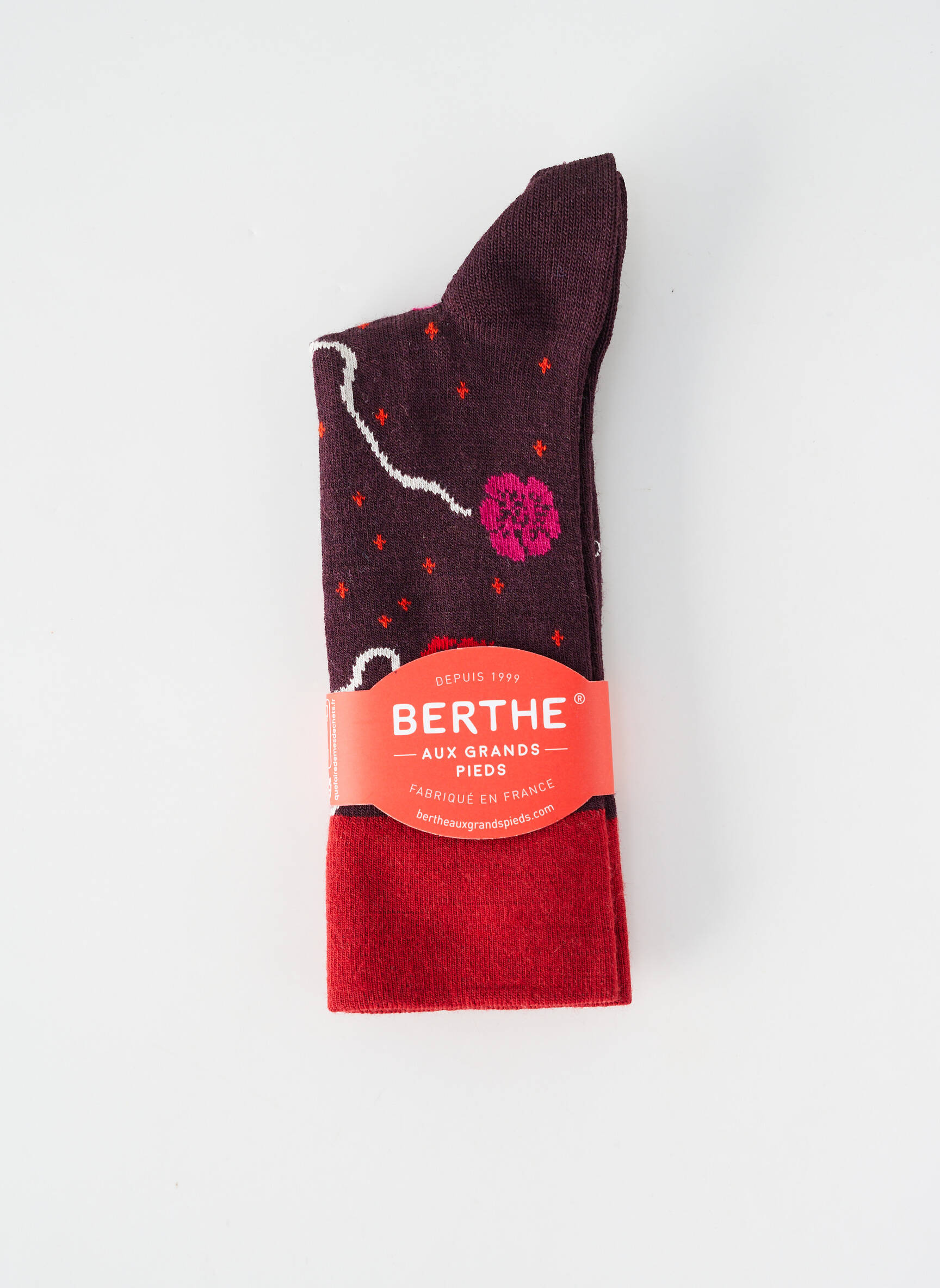 Chaussettes imprimé fantaisie rouge BERTHE AUX GRANDS PIEDS femme