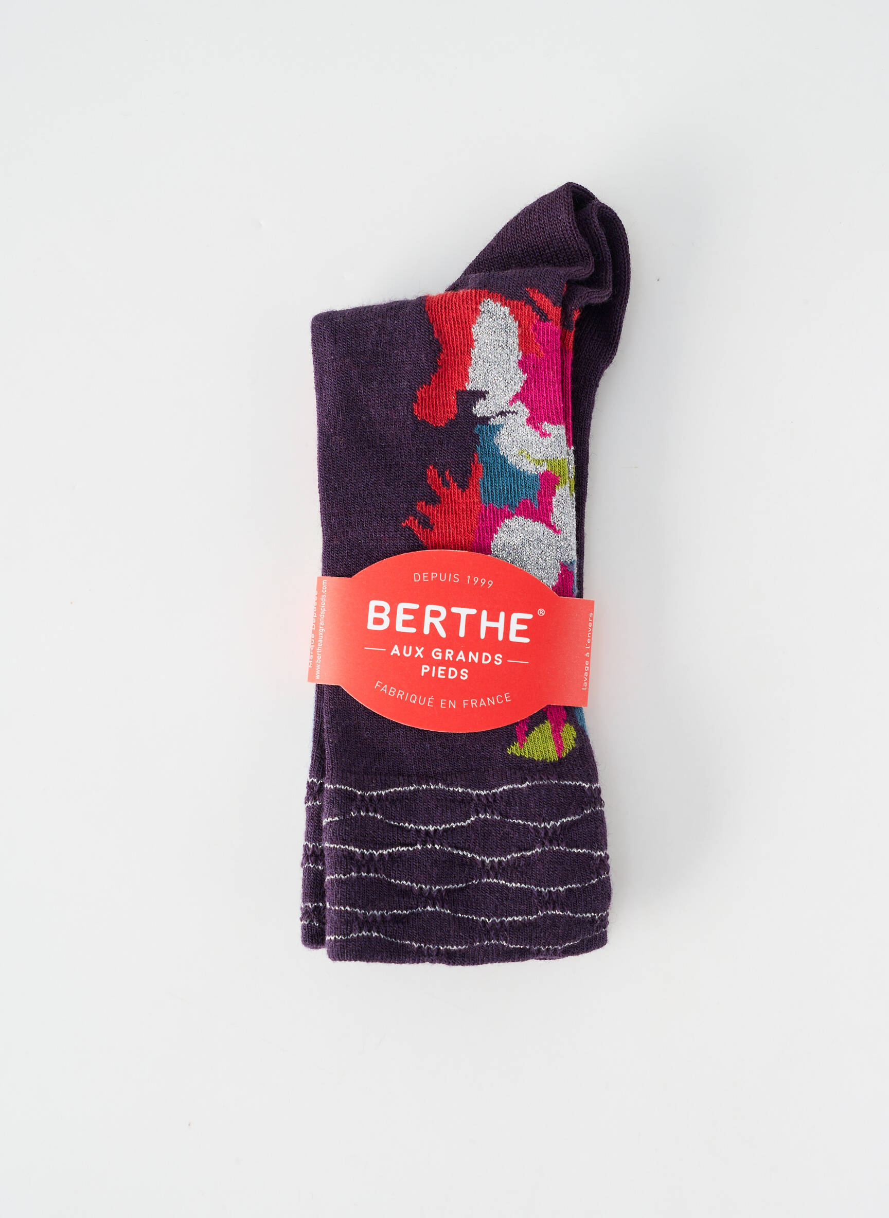 Chaussettes imprimé fantaisie violet BERTHE AUX GRANDS PIEDS femme