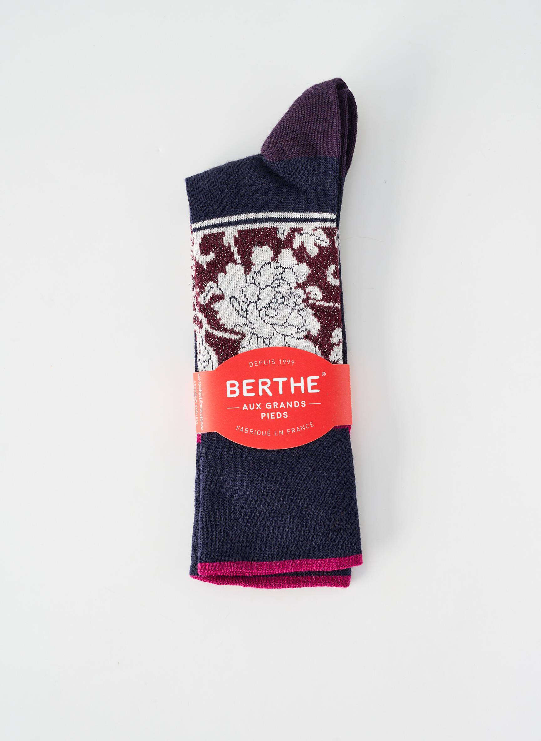Chaussettes imprimé fantaisie bleu BERTHE AUX GRANDS PIEDS femme