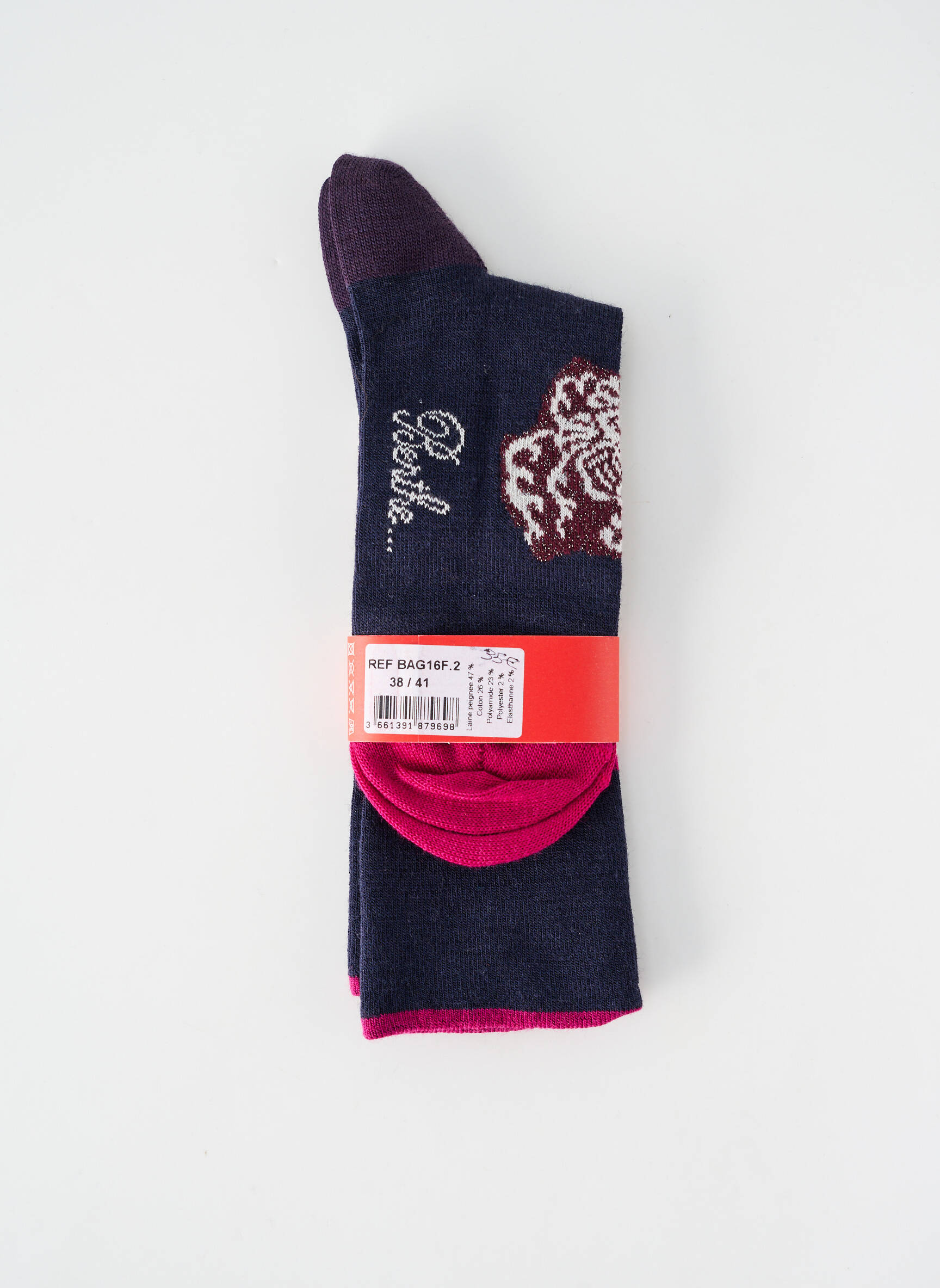 Chaussettes imprimé fantaisie bleu BERTHE AUX GRANDS PIEDS femme