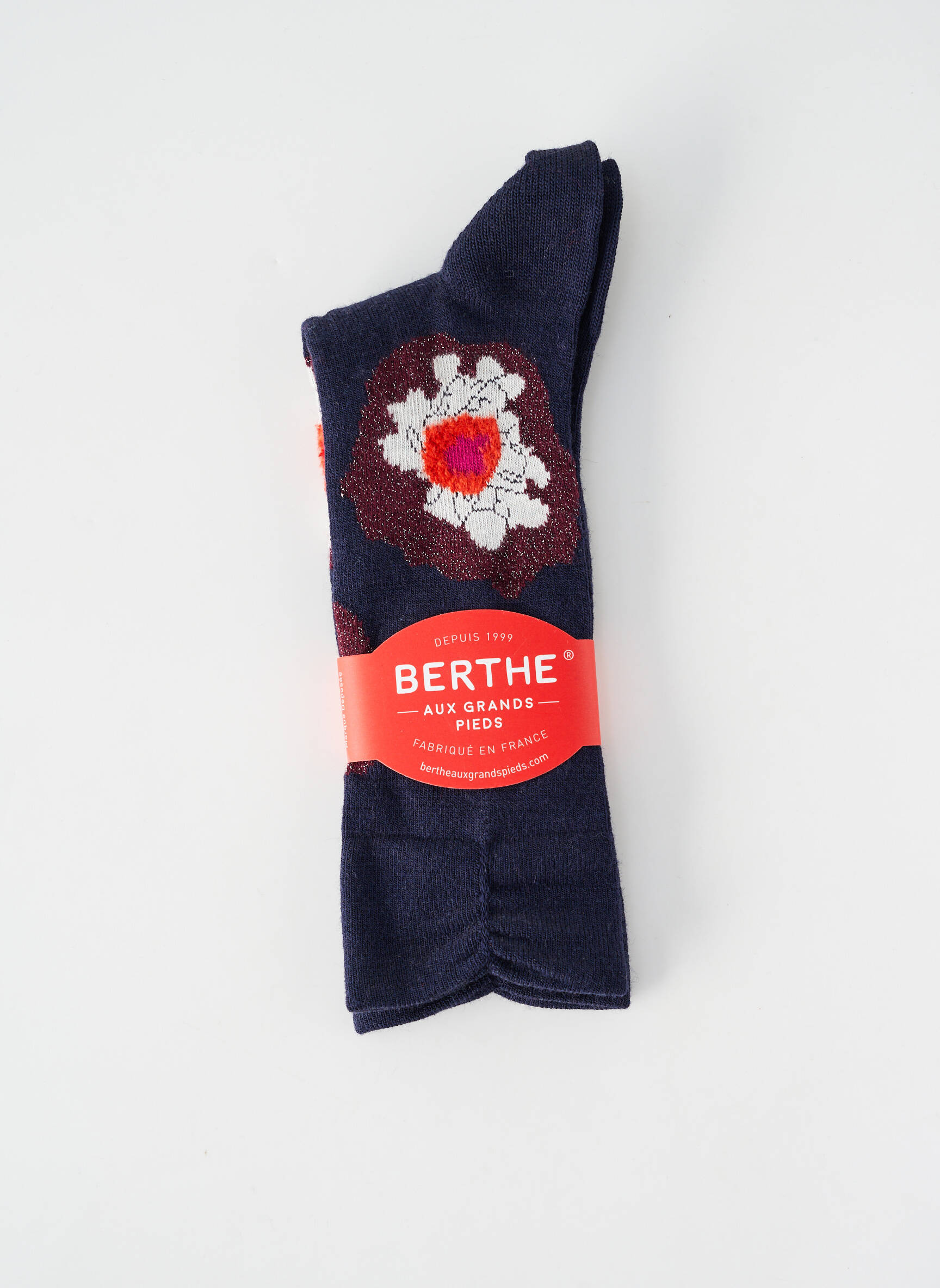 Chaussettes imprimé fantaisie bleu BERTHE AUX GRANDS PIEDS femme