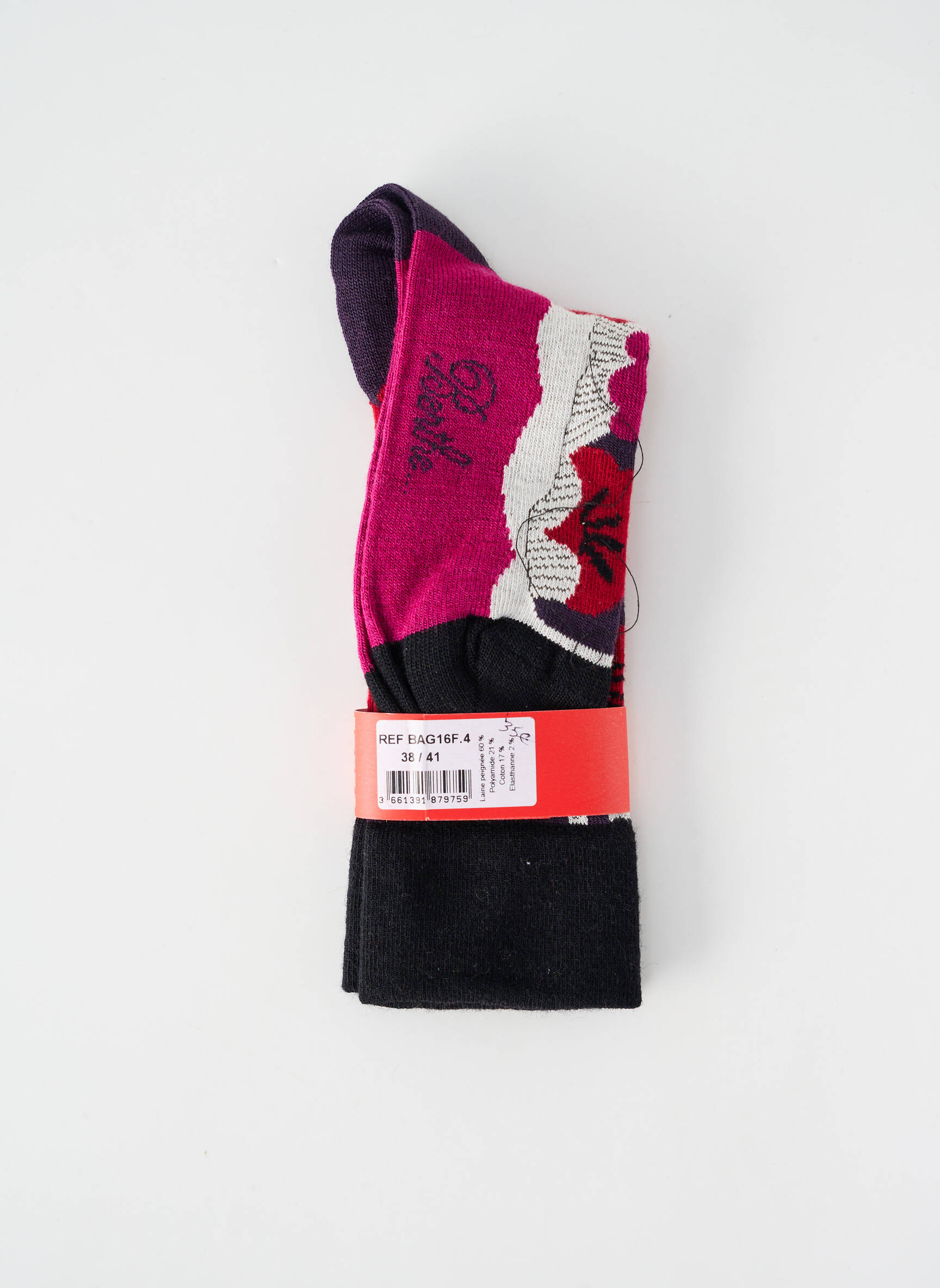 Chaussettes imprimé fantaisie violet BERTHE AUX GRANDS PIEDS femme