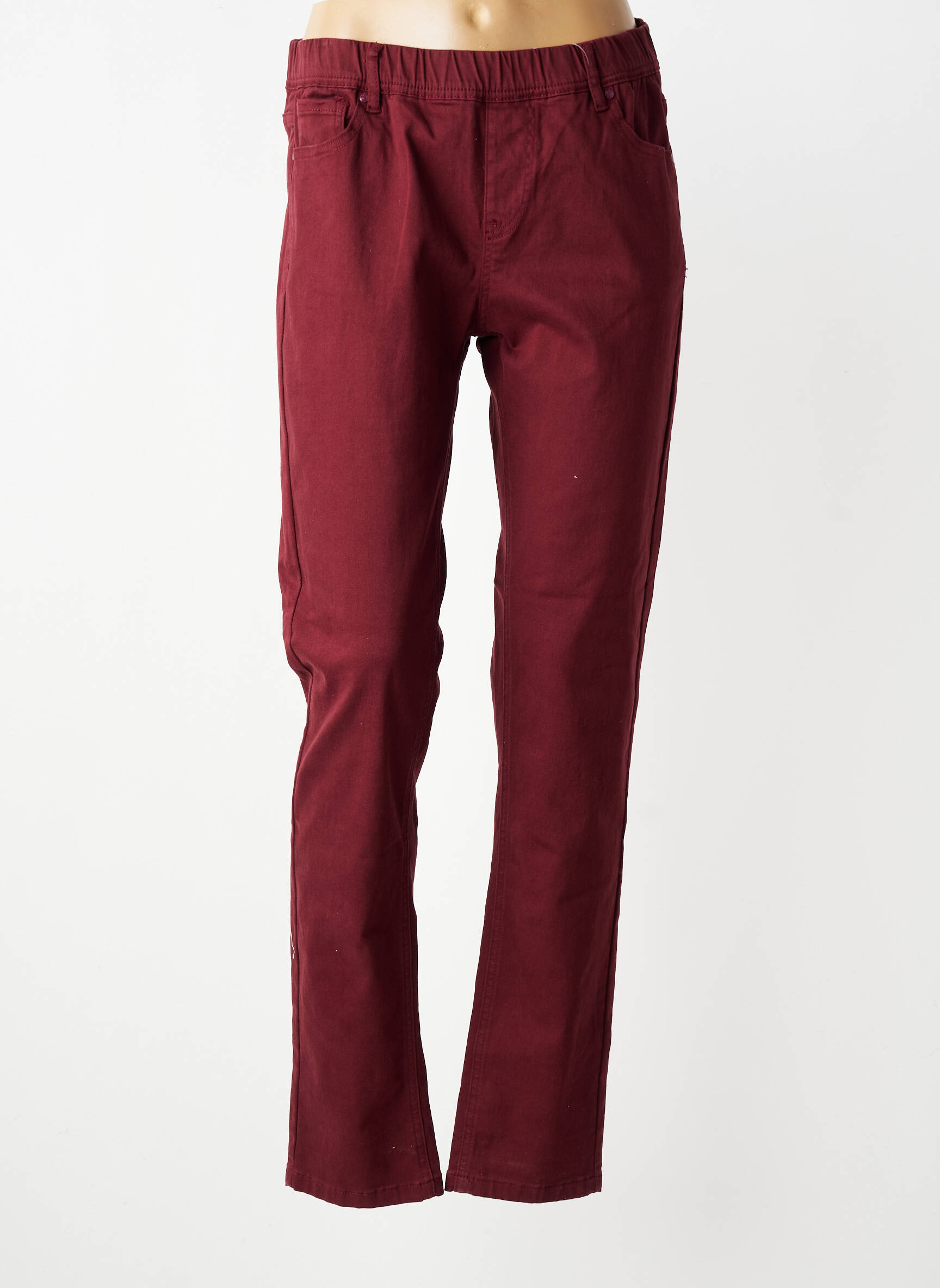 Pantalon slim taille élastique rouge GRIFFON femme