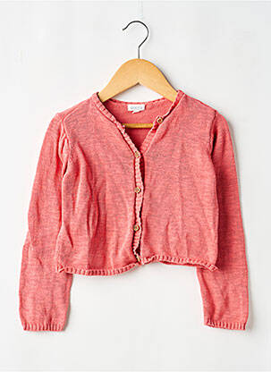 Gilet manches longues col v rose GOCCO fille
