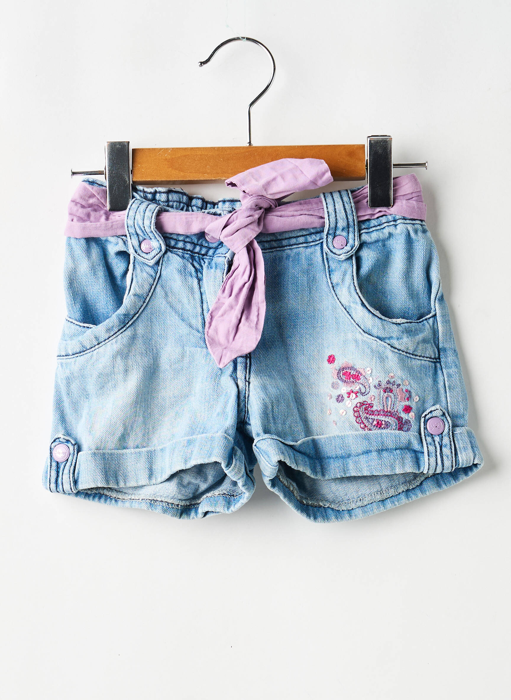 Short tissage denim bleu SHINY  fille
