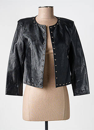 Veste simili cuir epaulette noir VOODOO femme
