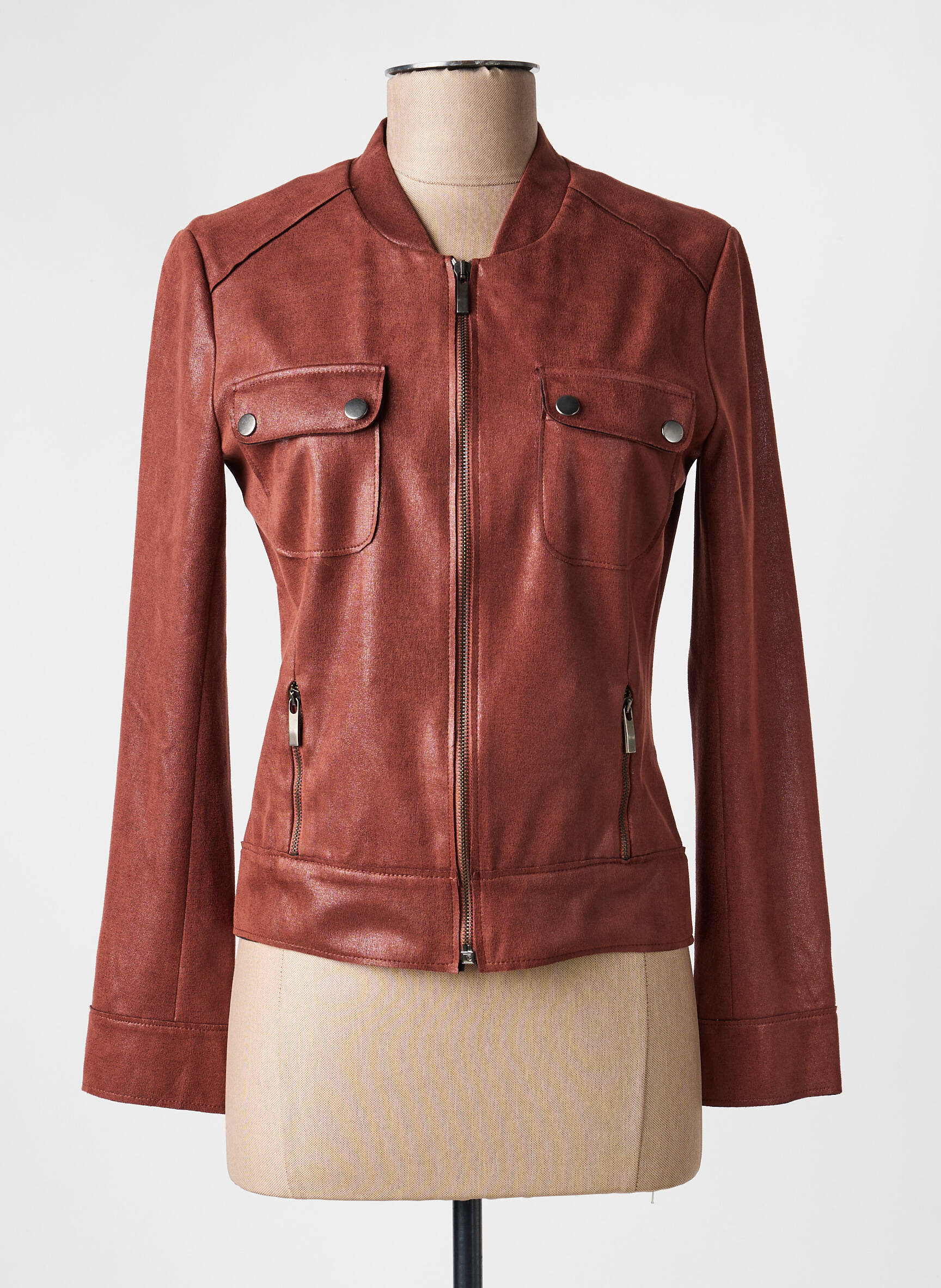 Veste casual col rond marron VOODOO femme