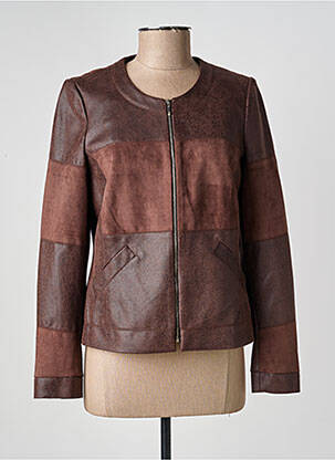 Veste casual col rond marron GUY DUBOUIS femme