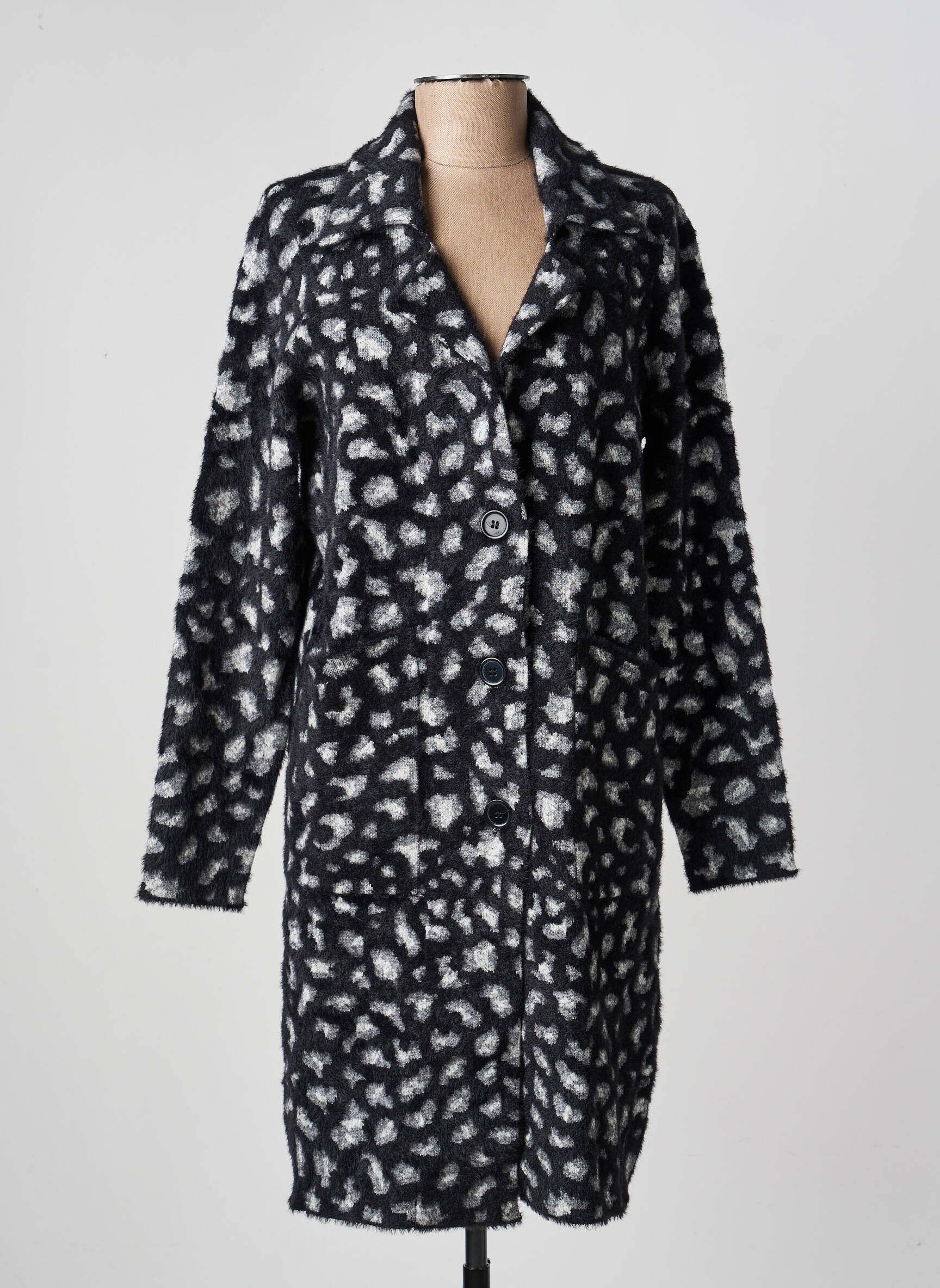 Manteau long coupe droite sans capuche gris JULIE GUERLANDE femme