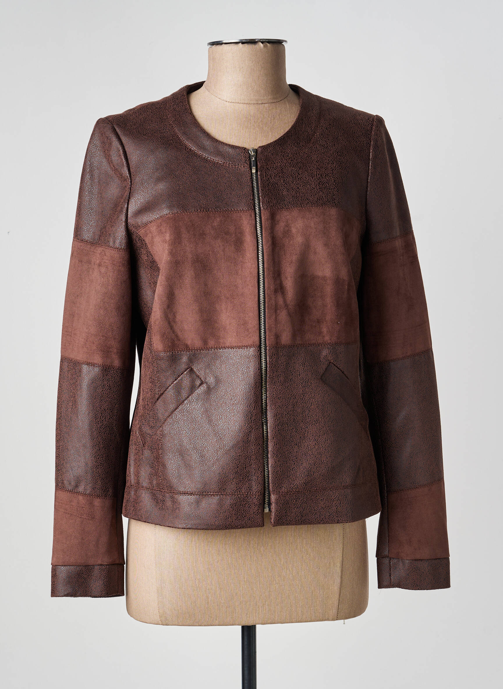 Veste casual col rond marron GUY DUBOUIS femme