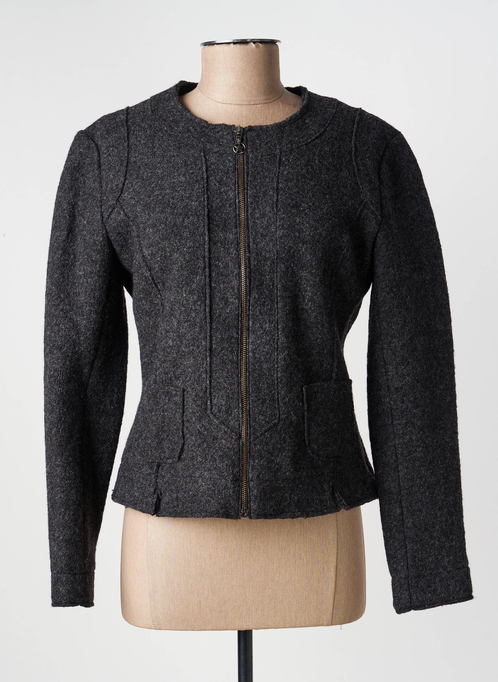 Veste casual col rond gris VOODOO femme