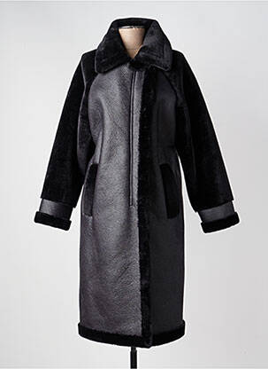 Manteau long coupe droite sans capuche noir GUY DUBOUIS femme