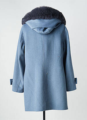 Manteau long coupe droite a capuche bleu GUY DUBOUIS femme