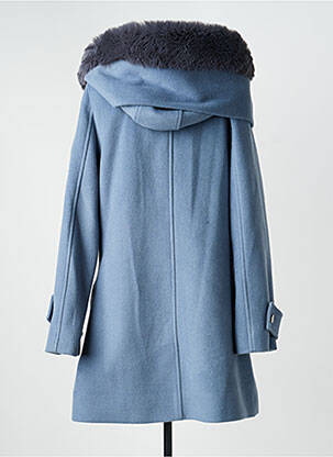 Manteau long coupe droite a capuche bleu GUY DUBOUIS femme