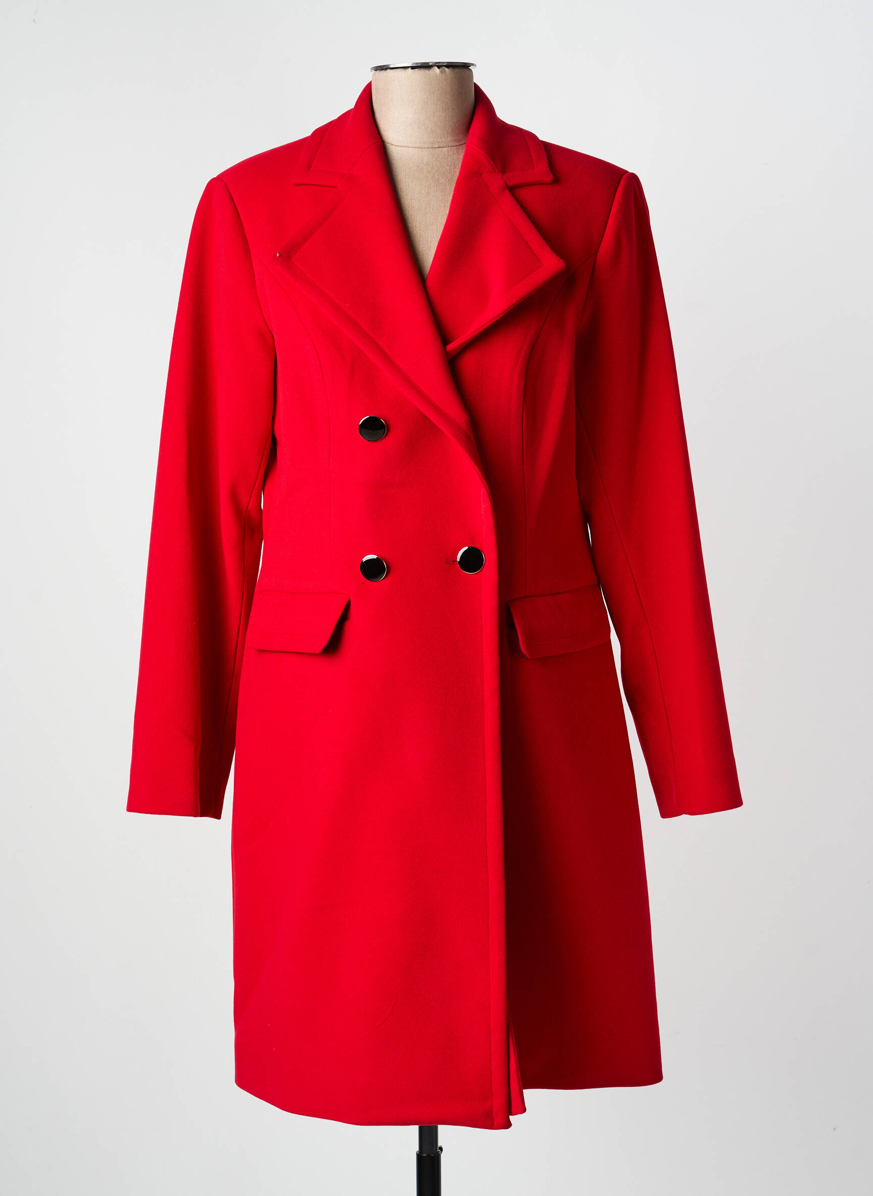Manteau long coupe cintrée sans capuche rouge GREGORY PAT femme