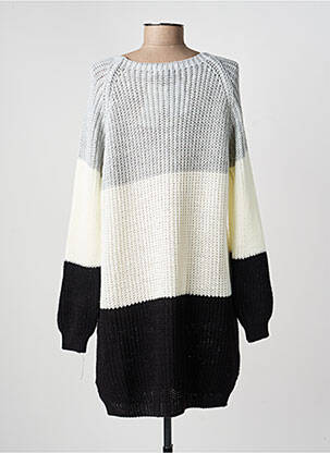 Pull tunique col rond manches longues gris COULEURS DU TEMPS femme