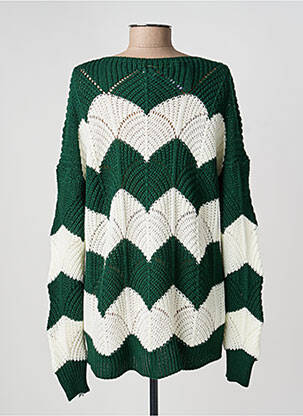 Pull resserrée sur le bas manches longues vert COULEURS DU TEMPS femme