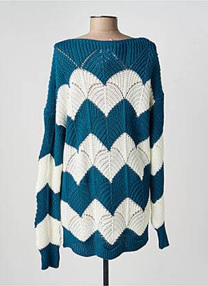 Pull resserrée sur le bas manches longues bleu COULEURS DU TEMPS femme