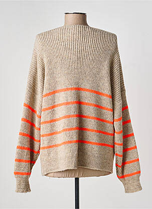 Pull col v manches longues gris COULEURS DU TEMPS femme