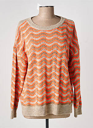 Pull resserrée sur le bas manches longues orange COULEURS DU TEMPS femme