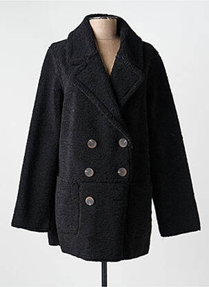 Manteau long coupe droite sans capuche noir JULIE GUERLANDE femme